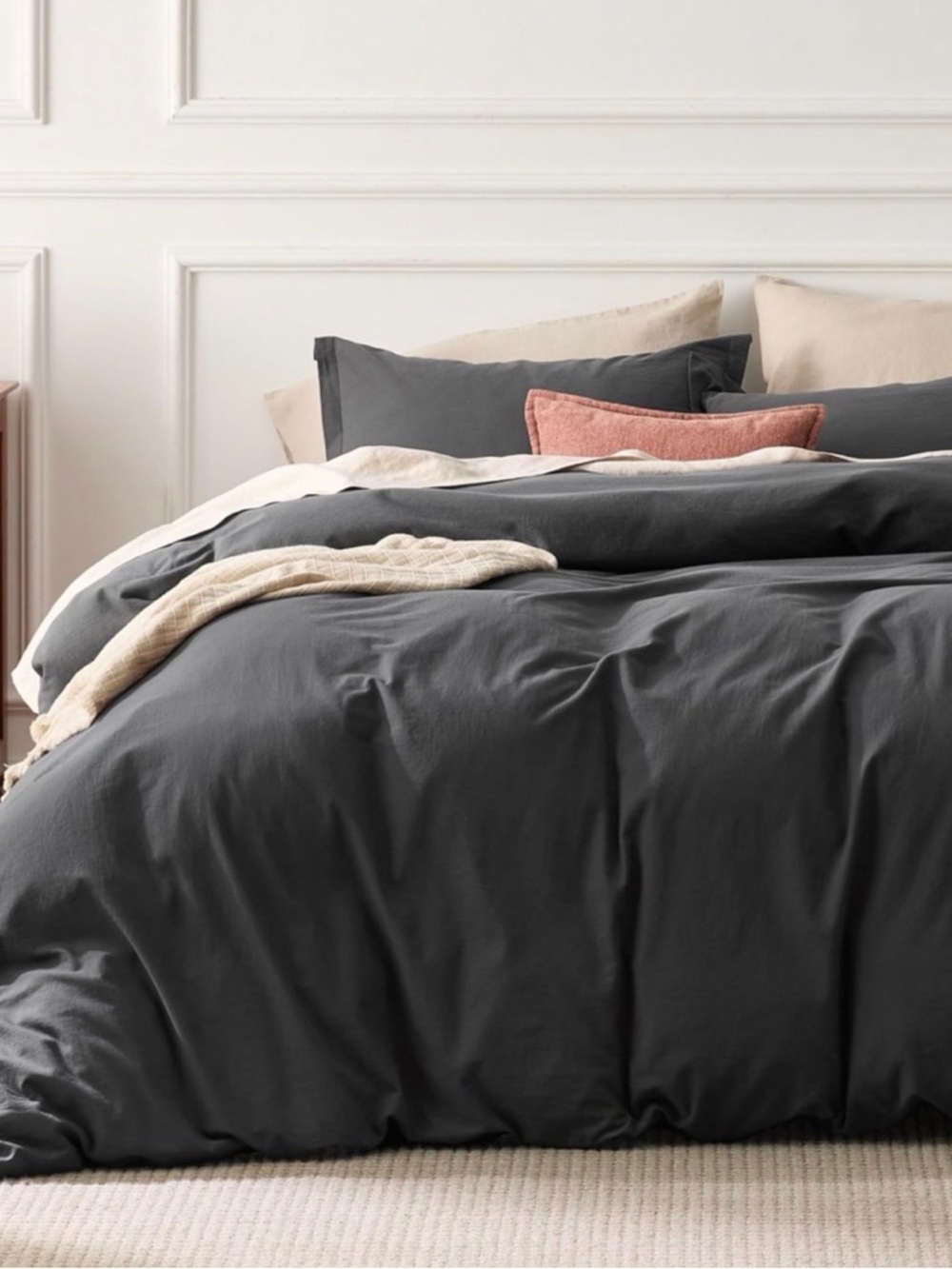 NWT Muji Gray Washed Organic Cotton Duvet Cover and Pillow Cases